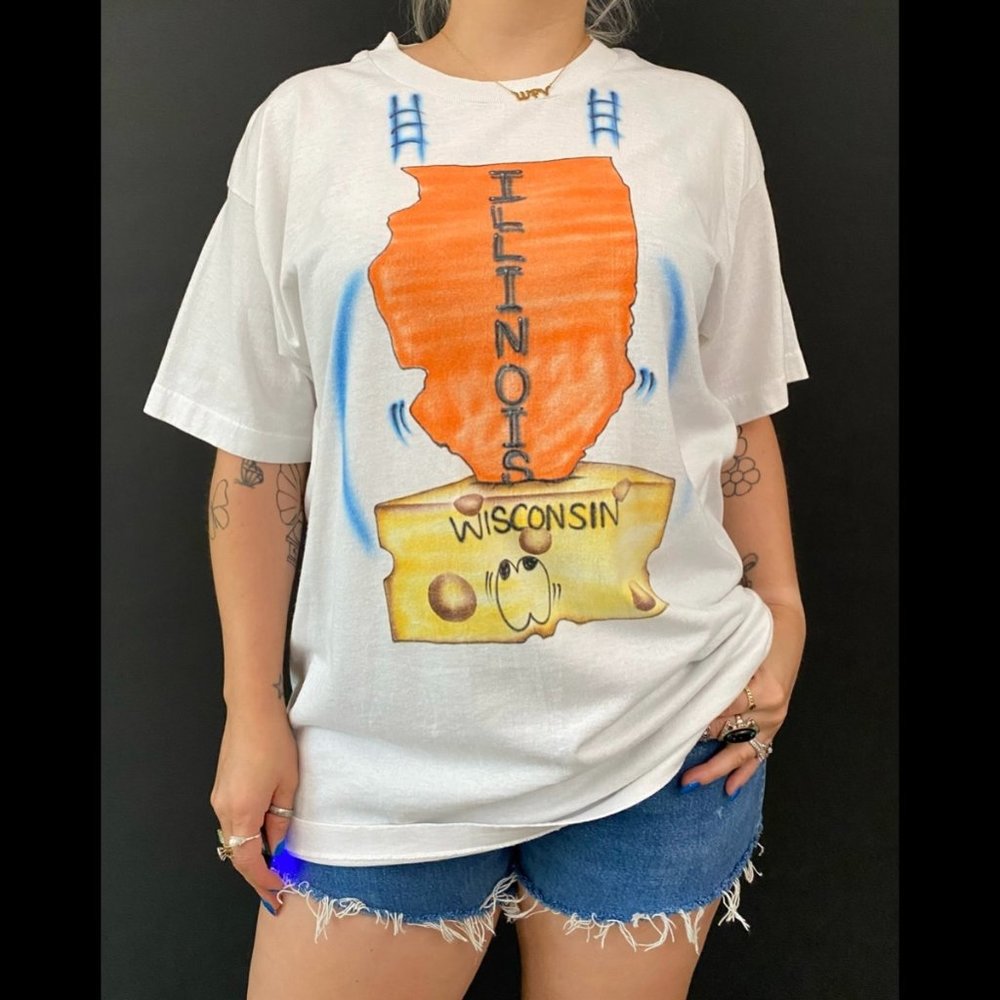 80s/90s Screen Stars Best Airbrushed Illinois/Wisconsin T-Shirt